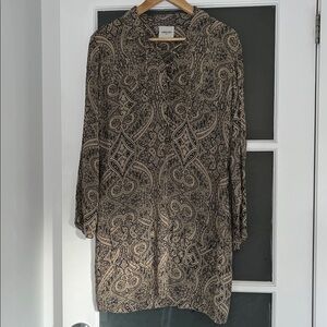 NEW LAURENCE BRAS paisley retro dress with lace-up neckline, black and cream